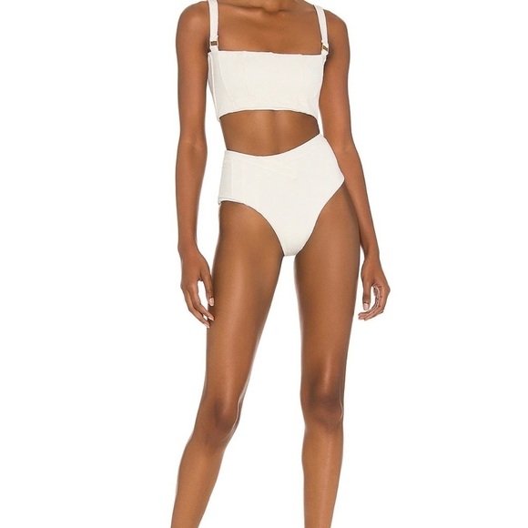 Revel Rey Hunter Bikini Bottom in Cream Snake Texture Size S high waisted boho - Picture 4 of 12